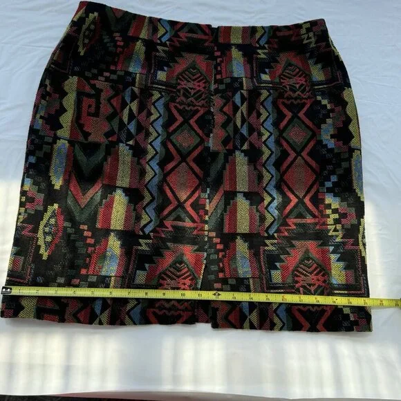 Catherine Malandrino Skirt Emmett Woven Aztec Southwest Sz 14 - Picture 6 of 12